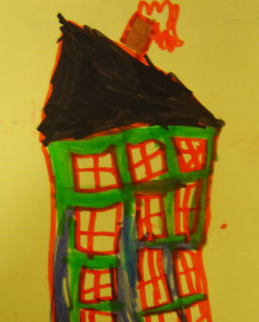 Kinderzeichnung eines Hauses; © (BIBER) Schulen ans Netz