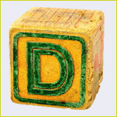 Bauklotz mit Buchstabe D