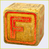 Bauklotz mit Buchstabe F
