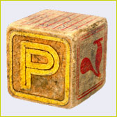 Bauklotz mit Buchstabe P
