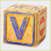 Bauklotz mit Buchstabe V