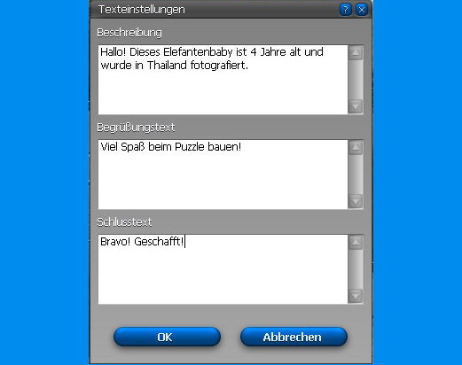 Screenshot Texteinstellungen