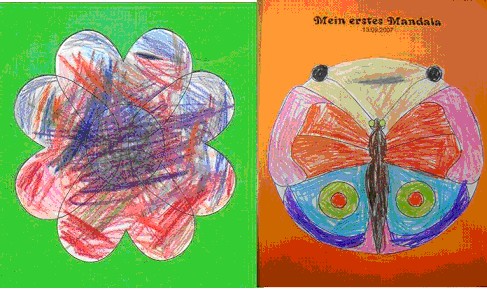 zwei ausgemalte Mandalas; © (BIBER) Schulen ans Netz zwei ausgemalte Mandalas; © (BIBER) Schulen ans Netz